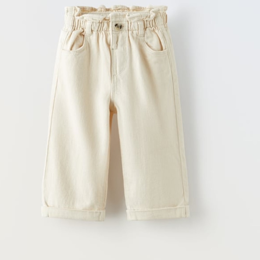 Zara cream denim wide leg pant size 4-5 year old brand new!